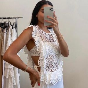 White eyelet top